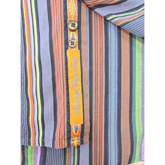 Robert Graham Mens Multicolor Striped Shirt Medium Embroidered Details - Picture 6 of 9